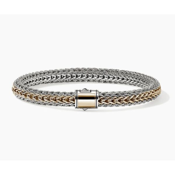 John Hardy Icon 14K Yellow Gold & Sterling Silver 6.5mm Small Reversible Twisted Chain Bracelet Bradley's Jewelers Jacksonville, NC