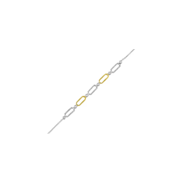 Sterling Silver Two-Tone Paperclip Bracelet with 0.125 CTW Round Diamonds Bradley's Jewelers Jacksonville, NC