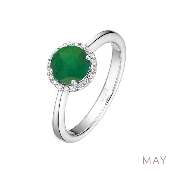Lafonn Simulated Emerald & Simulated Diamond Ring in Platinum-Plated Sterling Silver Bradley's Jewelers Jacksonville, NC