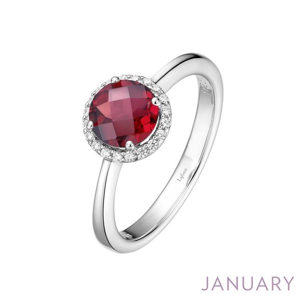 Lafonn Garnet & Simulated Diamond Ring in Platinum-Plated Sterling Silver Bradley's Jewelers Jacksonville, NC
