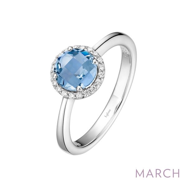 Lafonn Simulated Aquamarine & Simulated Diamond Ring in Platinum-Plated Sterling Silver Bradley's Jewelers Jacksonville, NC