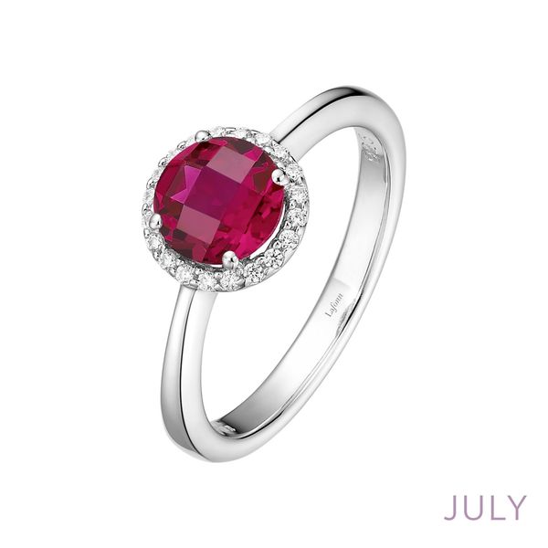 Lafonn Lab-Grown Ruby & Simulated Diamond Ring in Platinum-Plated Sterling Silver Bradley's Jewelers Jacksonville, NC