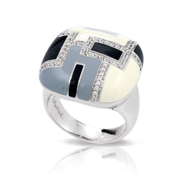 Belle Etoile Art Deco Ring CZ and Multi Color Enamel Bradley's Jewelers Jacksonville, NC
