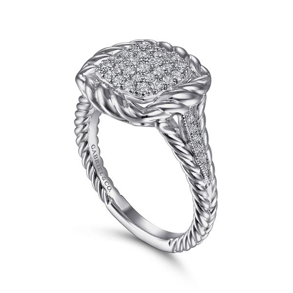 Gabriel & Co Sterling Silver Rope Edge Pavé Top Ring Image 2 Bradley's Jewelers Jacksonville, NC