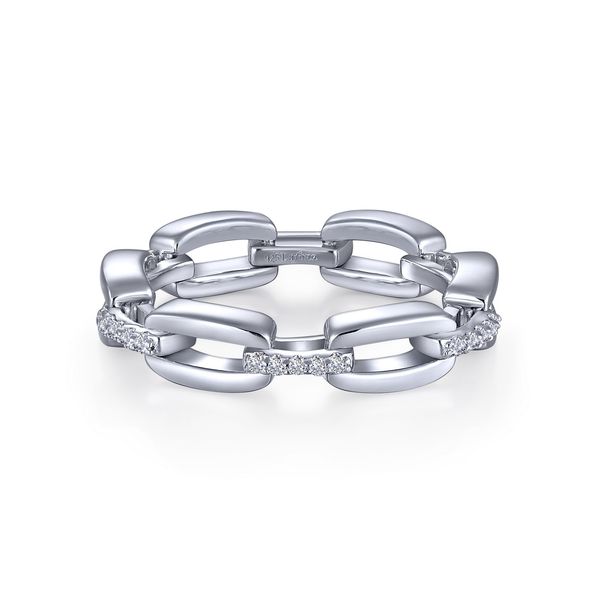 Lafonn 0.30 CTW Platinum-Plated Paperclip Chain Ring Bradley's Jewelers Jacksonville, NC