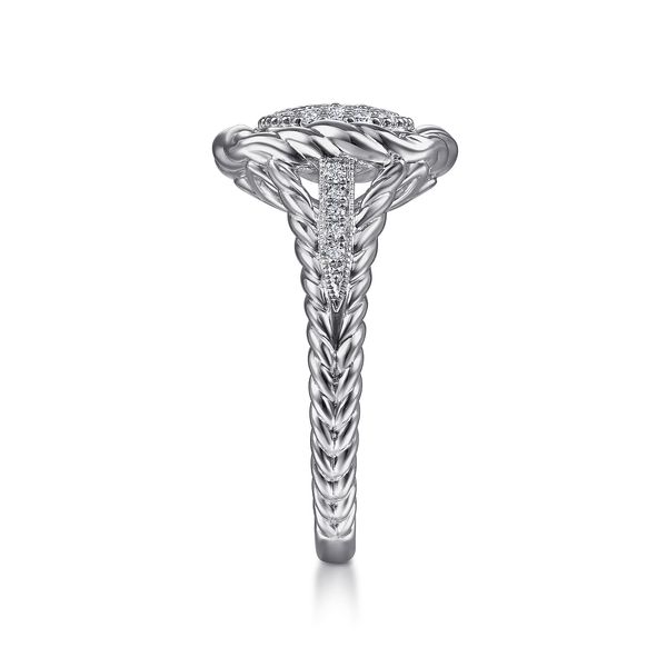 Gabriel & Co. Sterling Silver Rope Edge White Sapphire Pavé Ring Image 3 Bradley's Jewelers Jacksonville, NC