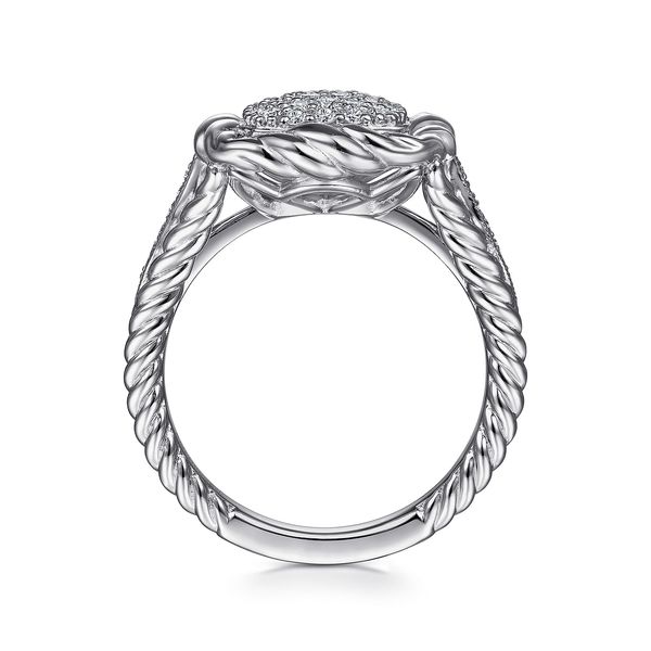 Gabriel & Co. Sterling Silver Rope Edge White Sapphire Pavé Ring Image 4 Bradley's Jewelers Jacksonville, NC