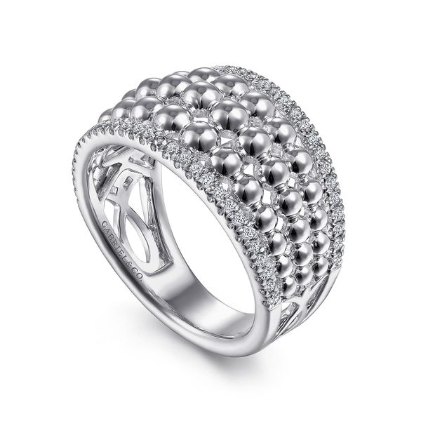 Gabriel & Co Sterling Silver .34Ctw White Sapphire Bujukan Wide Band Ring Image 4 Bradley's Jewelers Jacksonville, NC