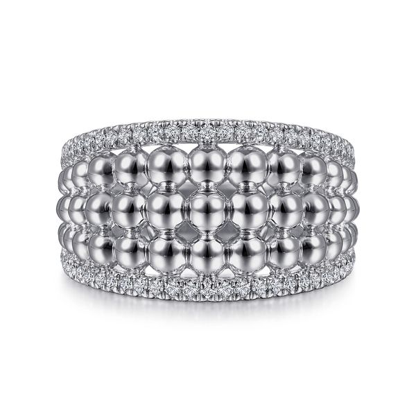 Gabriel & Co Sterling Silver .34Ctw White Sapphire Bujukan Wide Band Ring Bradley's Jewelers Jacksonville, NC