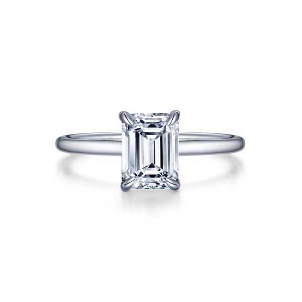 Lafonn 2.00 CTW Emerald-Cut Solitaire Ring in Platinum-Plated Sterling Silver Bradley's Jewelers Jacksonville, NC