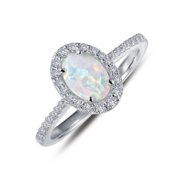 Lafonn Oval Opal Halo Ring 1.92 CTW Bradley's Jewelers Jacksonville, NC