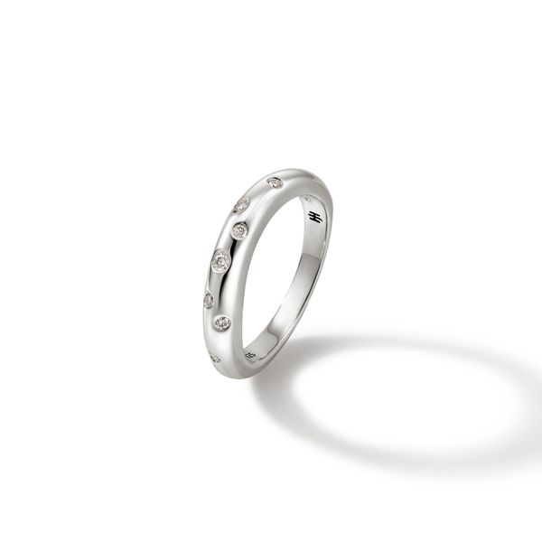 John Hardy Sterling Silver .11 CTW Surf Scattered Diamond Ring 3.8mm Size 8 Image 3 Bradley's Jewelers Jacksonville, NC