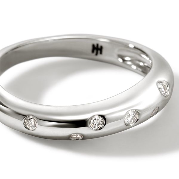 John Hardy Sterling Silver .11 CTW Surf Scattered Diamond Ring 3.8mm Size 8 Image 4 Bradley's Jewelers Jacksonville, NC