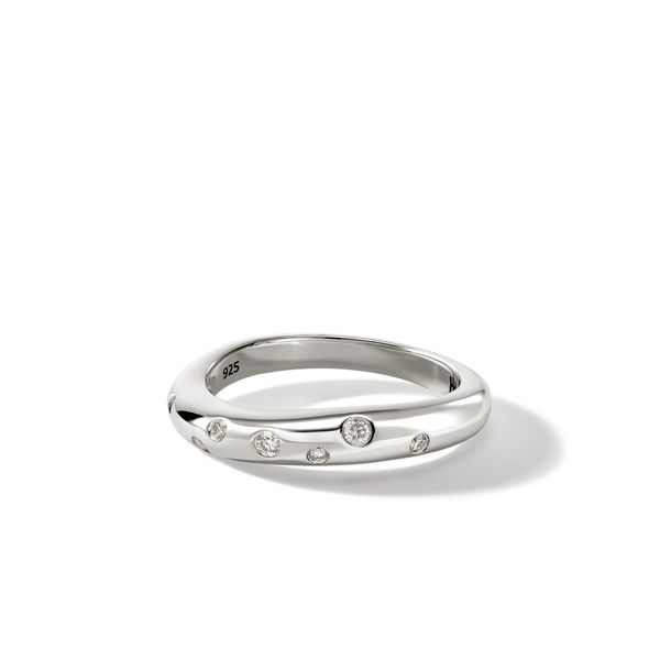 John Hardy Sterling Silver .11 CTW Surf Scattered Diamond Ring 3.8mm Size 8 Bradley's Jewelers Jacksonville, NC