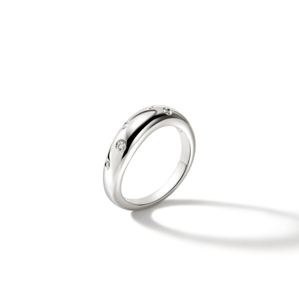 John Hardy Sterling Silver Surf Scattered Diamond Ring .14CTW Size 7 Image 3 Bradley's Jewelers Jacksonville, NC