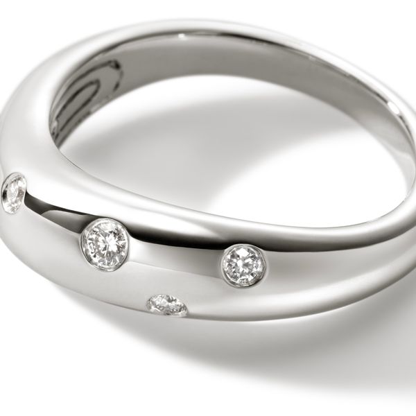 John Hardy Sterling Silver Surf Scattered Diamond Ring .14CTW Size 7 Image 4 Bradley's Jewelers Jacksonville, NC