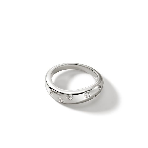 John Hardy Sterling Silver Surf Scattered Diamond Ring .14CTW Size 7 Bradley's Jewelers Jacksonville, NC