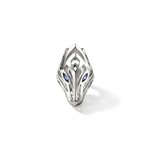 John Hardy Naga Sterling Silver Ring with Blue Sapphire Eyes Size 8 Image 3 Bradley's Jewelers Jacksonville, NC