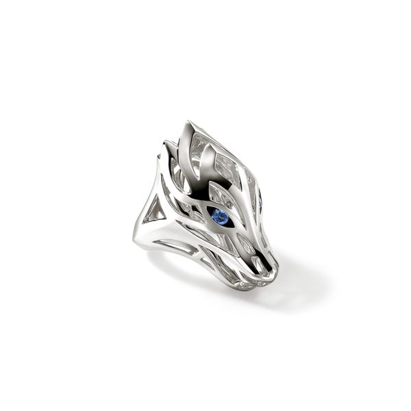 John Hardy Naga Sterling Silver Ring with Blue Sapphire Eyes Size 8 Bradley's Jewelers Jacksonville, NC