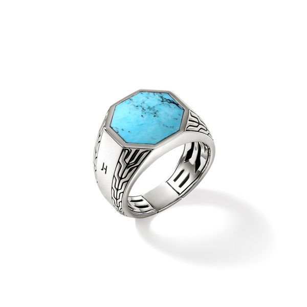 John Hardy Sterling Silver Turquoise Octagon Signet Ring Size 10 Image 3 Bradley's Jewelers Jacksonville, NC