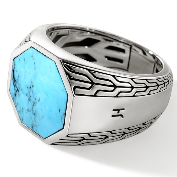John Hardy Sterling Silver Turquoise Octagon Signet Ring Size 10 Image 4 Bradley's Jewelers Jacksonville, NC
