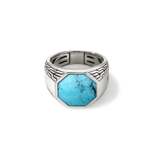 John Hardy Sterling Silver Turquoise Octagon Signet Ring Size 10 Bradley's Jewelers Jacksonville, NC