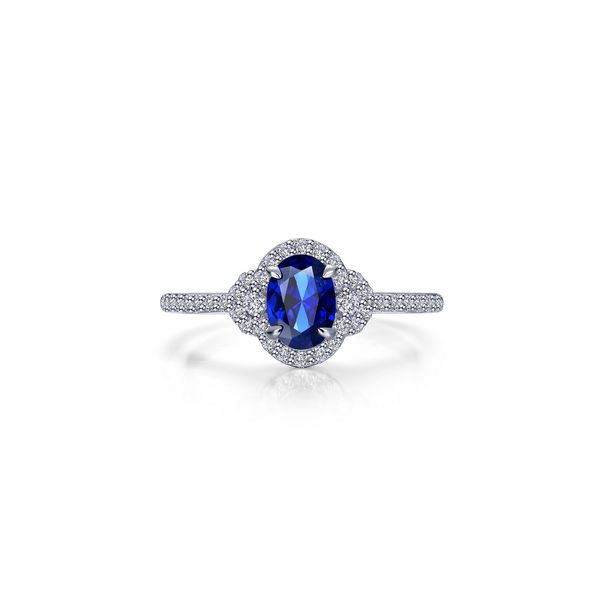 Lafonn Lab-Grown Sapphire Oval Halo Ring 1.16 CTW Bradley's Jewelers Jacksonville, NC