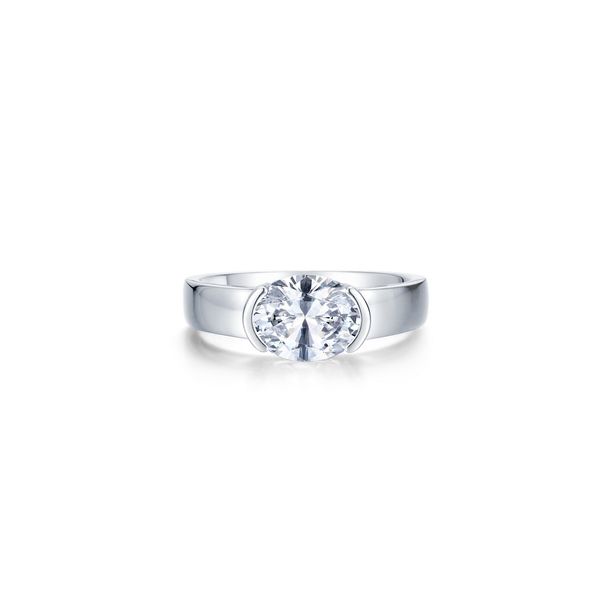 Lafonn 1.86 CTW Oval Ring in Platinum-Plated Sterling Silver Bradley's Jewelers Jacksonville, NC