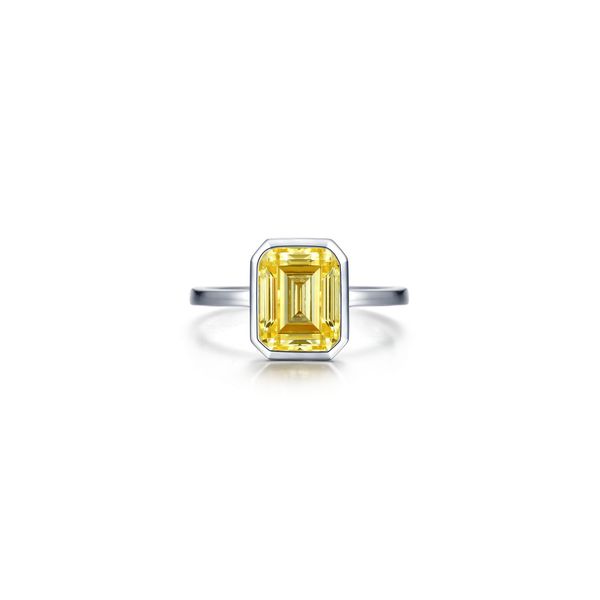 Lafonn 2.62 CTW Canary Emerald-Cut Ring in Platinum-Plated Sterling Silver Bradley's Jewelers Jacksonville, NC