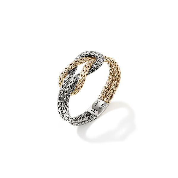 John Hardy Love Knot 14K Yellow Gold & Sterling Silver Chain Ring Size 7 Image 2 Bradley's Jewelers Jacksonville, NC