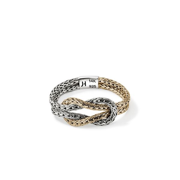 John Hardy Love Knot 14K Yellow Gold & Sterling Silver Chain Ring Size 7 Bradley's Jewelers Jacksonville, NC