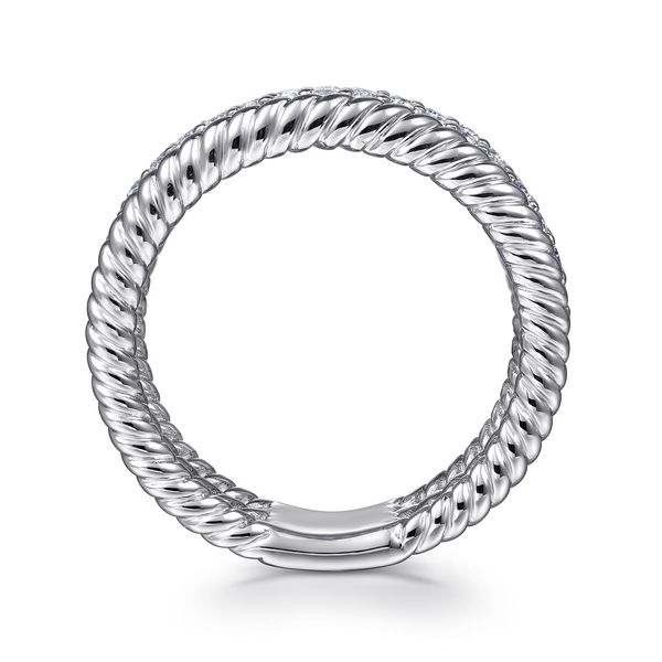 Gabriel & Co Sterling Silver White Sapphire Hampton Easy Stackable Band Ring Image 2 Bradley's Jewelers Jacksonville, NC