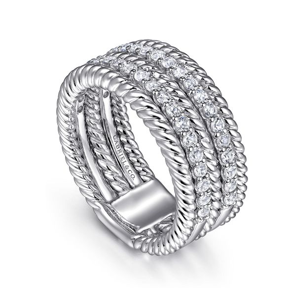Gabriel & Co Sterling Silver White Sapphire Hampton Easy Stackable Band Ring Image 3 Bradley's Jewelers Jacksonville, NC