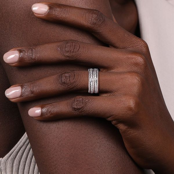 Gabriel & Co Sterling Silver White Sapphire Hampton Easy Stackable Band Ring Image 5 Bradley's Jewelers Jacksonville, NC