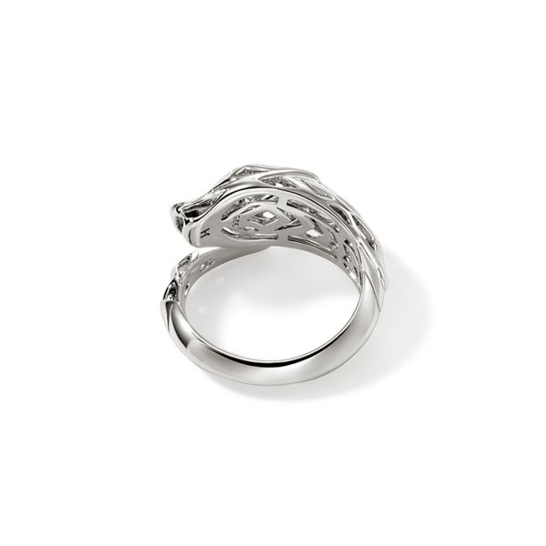 John Hardy Naga Sterling Silver Bypass Ring with Blue Sapphire Eyes Size 7 Image 2 Bradley's Jewelers Jacksonville, NC