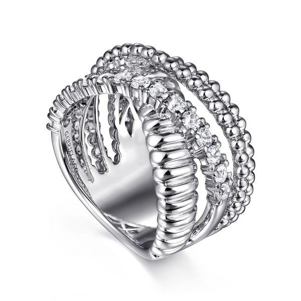 Gabriel & Co Sterling Silver Bujukan White Sapphire .68 Ctw Criss Cross Ring Image 3 Bradley's Jewelers Jacksonville, NC