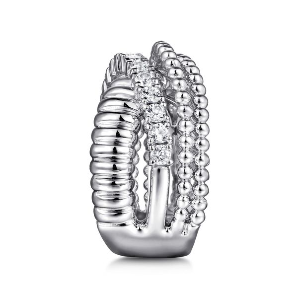 Gabriel & Co Sterling Silver Bujukan White Sapphire .68 Ctw Criss Cross Ring Image 4 Bradley's Jewelers Jacksonville, NC
