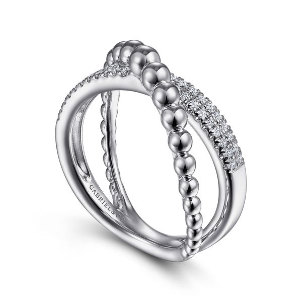 Gabriel & Co Sterling Silver White Sapphire .24Ctw Bujukan Criss Cross Ring Image 3 Bradley's Jewelers Jacksonville, NC