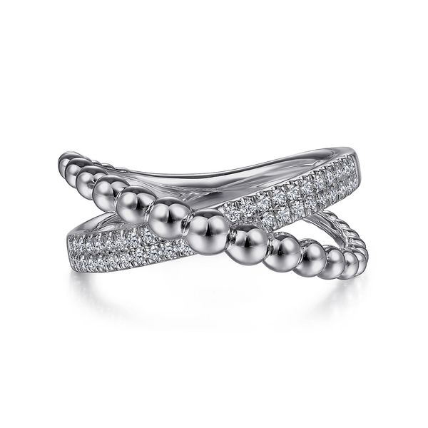 Gabriel & Co Sterling Silver White Sapphire .24Ctw Bujukan Criss Cross Ring Bradley's Jewelers Jacksonville, NC