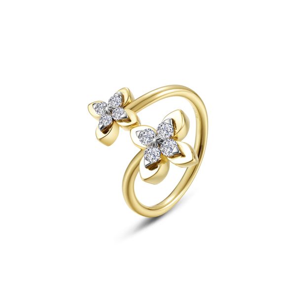 Lafonn Magnolia Blossom Collection Two-Tone Bypass Wrap Ring 0.32 CTW Bradley's Jewelers Jacksonville, NC