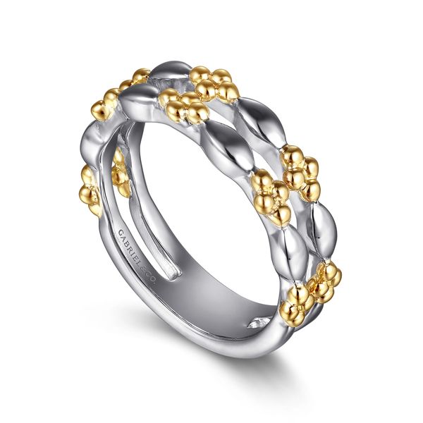 Gabriel & Co. Sterling Silver & 14K Gold Wide Band Bujukan Ring Image 3 Bradley's Jewelers Jacksonville, NC