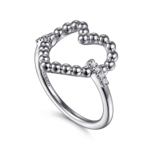 Gabriel & Co. Sterling Silver Bujukan Heart Diamond Ring Image 3 Bradley's Jewelers Jacksonville, NC