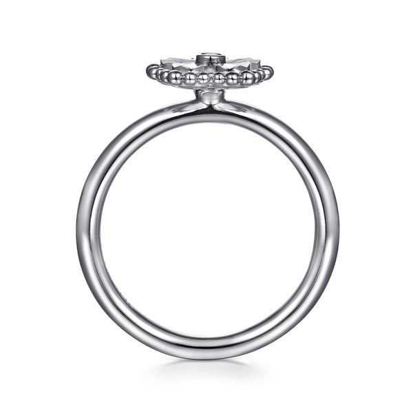 Gabriel & Co. Sterling Silver 0.01Ctw Diamond Bujukan Frame Flower Ring Image 2 Bradley's Jewelers Jacksonville, NC