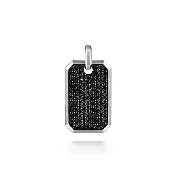 Gabriel & Co Men's Black Spinel Dog Tag Pendant Sterling Silver Contemporary Collection Image 3 Bradley's Jewelers Jacksonville, NC