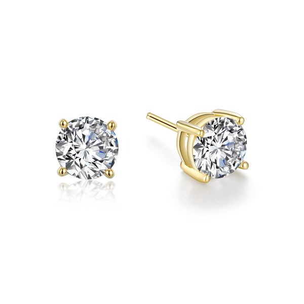 Lafonn 2.50 CTW Four-Prong Round Stud Earrings in Gold-Plated Sterling Silver Bradley's Jewelers Jacksonville, NC