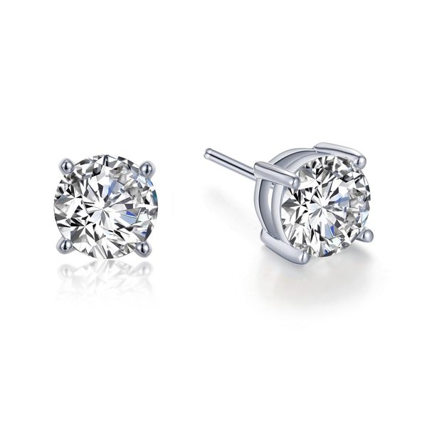 Lafonn 4.00 CTW Four-Prong Round Stud Earrings in Platinum-Plated Sterling Silver Bradley's Jewelers Jacksonville, NC