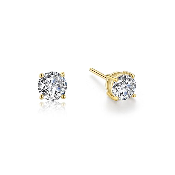 Lafonn 1.00 CTW Four-Prong Round Stud Earrings in Gold-Plated Sterling Silver Bradley's Jewelers Jacksonville, NC