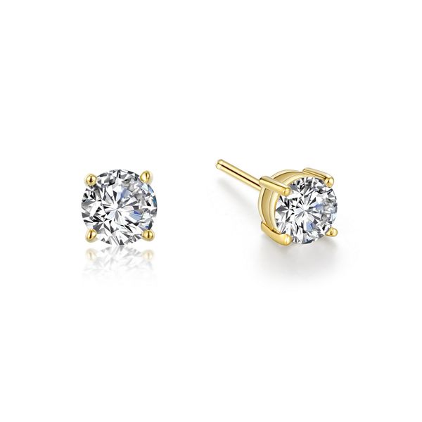 Lafonn 1.50 CTW Four-Prong Round Stud Earrings in Gold-Plated Sterling Silver Bradley's Jewelers Jacksonville, NC