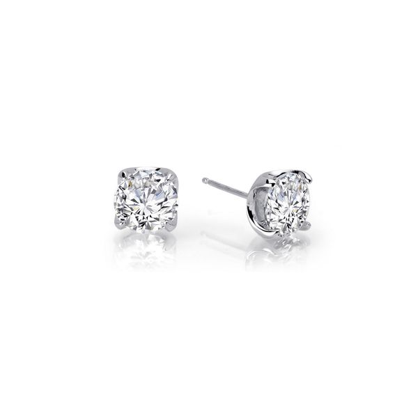 Lafonn 2.00 CTW Claw-Set Round Stud Earrings in Platinum-Plated Sterling Silver Bradley's Jewelers Jacksonville, NC