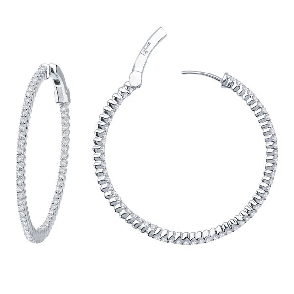 Lafonn 45MM Inside Out CZ Hoop Earrings | Sparkling Hoop Earrings Bradley's Jewelers Jacksonville, NC